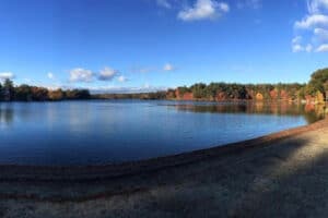 Heart Pond at Great Brook Farm State Park near Chelmsford, Massachusetts on a clear day
